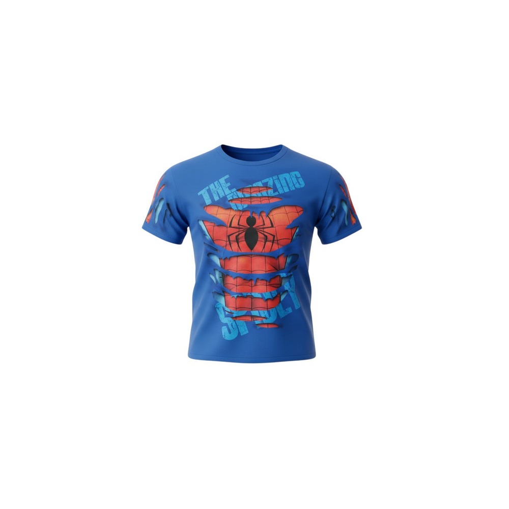 Marvel Spider-Man T-Shirt Boys Size 14/16 Blue Ripped Chest Graphic Tee